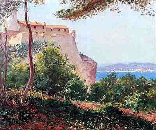 Ile de Ste-Marguerite et  fort Royal par Fausto Zonaro
