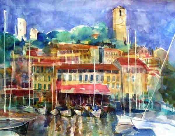 le port de Cannes et le Suquet par Jane Riles